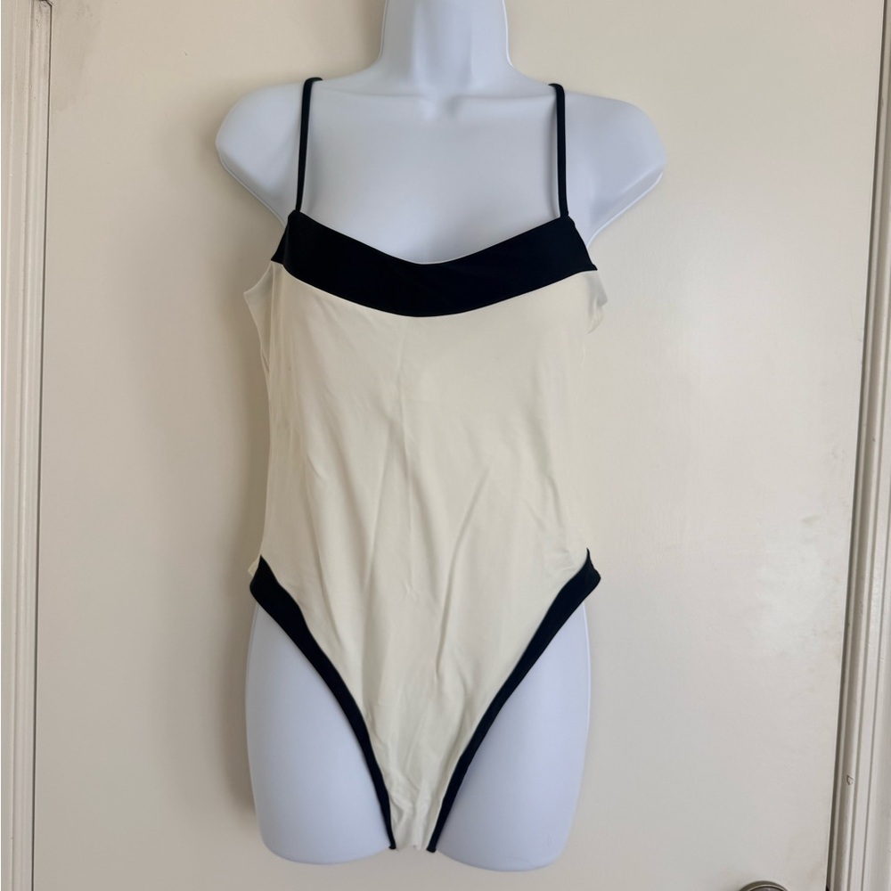 Commense Cream and Black Spaghetti Strap Swimwear New